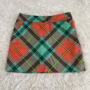 LOUDMOUTH Womens Golf Skort Size 4 Green Coral Plaid Outdoor Activewear